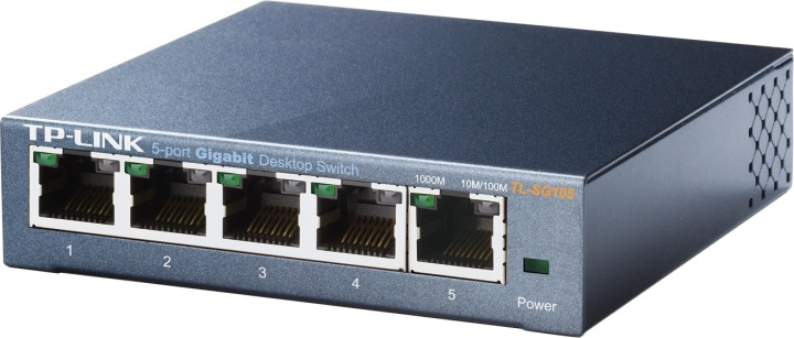 TP-LINK, verkkokytkin, 5 porttia, 10/100/1000Mbps, RJ45, metall. musta ryhmässä TIETOKOONET & TARVIKKEET / Verkko / Kytkimet @ TP E-commerce Nordic AB (38-35332)