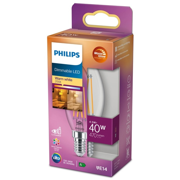 Philips LED E14 Kron 40W Klar Dimbar W ryhmässä KODINELEKTRONIIKKA / Valaistus / LED-lamput @ TP E-commerce Nordic AB (38-35681)