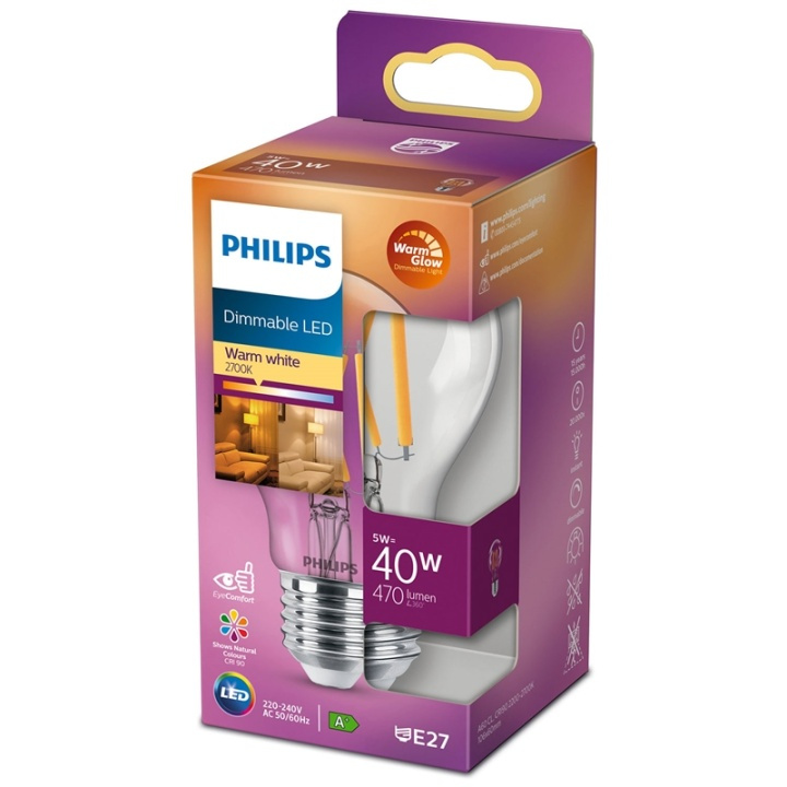 Philips LED E27 Normal 40W Klar Dimbar ryhmässä KODINELEKTRONIIKKA / Valaistus / LED-lamput @ TP E-commerce Nordic AB (38-35833)