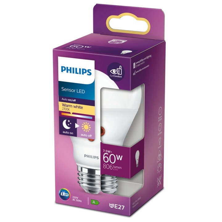 Philips LED E27 Normal 60W Skymningsse ryhmässä KODINELEKTRONIIKKA / Valaistus / LED-lamput @ TP E-commerce Nordic AB (38-35941)