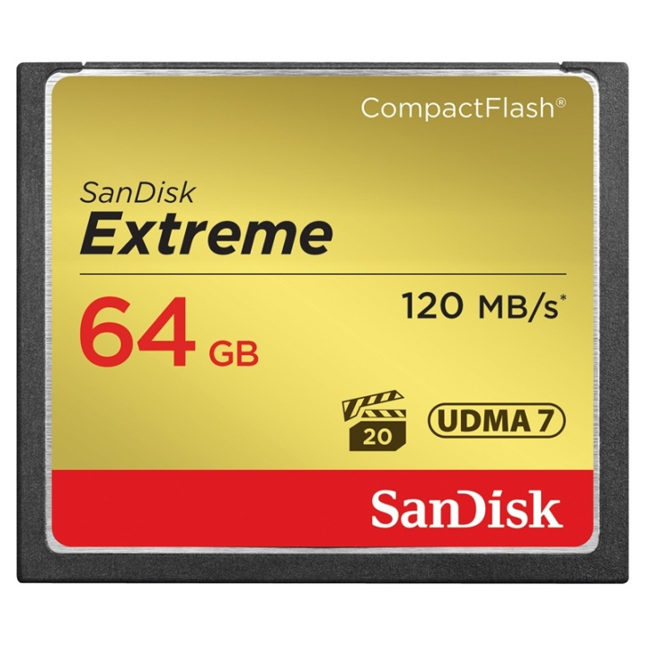 SANDISK CF Extreme 64 GB 120MB/s UDMA7 ryhmässä KODINELEKTRONIIKKA / Tallennusvälineet / Muistikortit / Compact Flash @ TP E-commerce Nordic AB (38-36426)