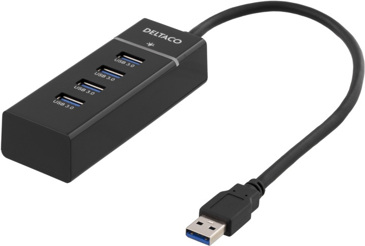 DELTACO USB 3.1 Gen 1 -hubi, 4 porttia, muovia, musta ryhmässä TIETOKOONET & TARVIKKEET / Tietokonetarvikkeet / USB-telakat @ TP E-commerce Nordic AB (38-36778)