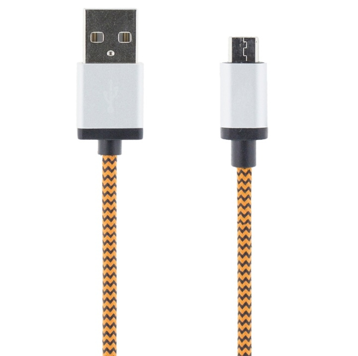 STREETZ USB-kaapeli, kangasp., Type A ur - Type Micro B, 1m, oranssi ryhmässä ÄLYPUHELIMET JA TABLETIT / Laturit & Kaapelit / Kaapelit / MicroUSB-kaapelit @ TP E-commerce Nordic AB (38-37093)