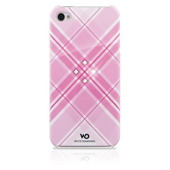 WHITE DIAMONDS Grid Pink iPhone4 with Crystal Pin 3,5mm ryhmässä ÄLYPUHELIMET JA TABLETIT / Puhelimen suojakotelo / Apple / iPhone 4/4S / Suoja @ TP E-commerce Nordic AB (38-38809)