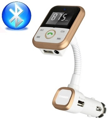 FM-lähetin Bluetooth handsfree-ominaisuudella ja autolaturilla (kultainen) ryhmässä AUTO / Auton äänijärjestelmä & Multimedia / FM-lähetin @ TP E-commerce Nordic AB (38-39395)