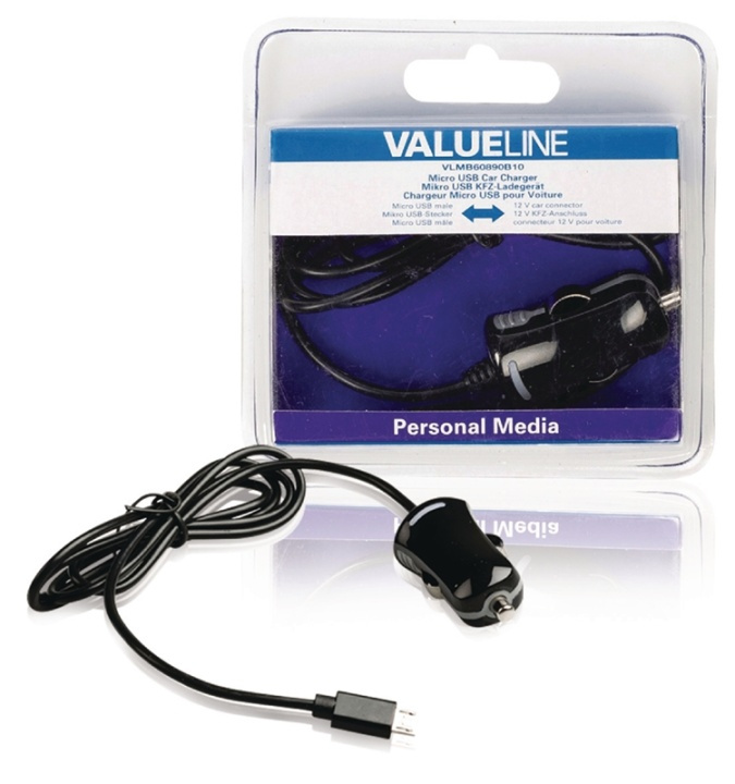 Valueline Autolaturi 1-Ulostulo 2.1 A Micro USB Musta ryhmässä ÄLYPUHELIMET JA TABLETIT / Laturit & Kaapelit / Autolaturi / Autolaturi microUSB @ TP E-commerce Nordic AB (38-41859)