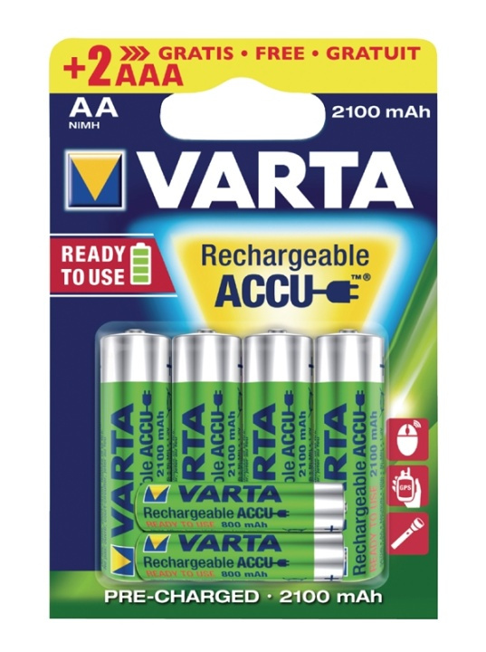 Varta Ladattava Ni-MH-Akku AA | 1.2 V DC | 2100 mAh | 6 - Läpipainopakkaus ryhmässä KODINELEKTRONIIKKA / Paristot & Laturit / Ladattavat paristot / AA @ TP E-commerce Nordic AB (38-41935)