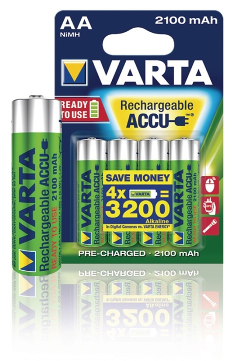 Varta Ladattava Ni-MH-Akku AA | 1.2 V DC | 2100 mAh | 4-Blister-kortti ryhmässä KODINELEKTRONIIKKA / Paristot & Laturit / Ladattavat paristot / AA @ TP E-commerce Nordic AB (38-41936)