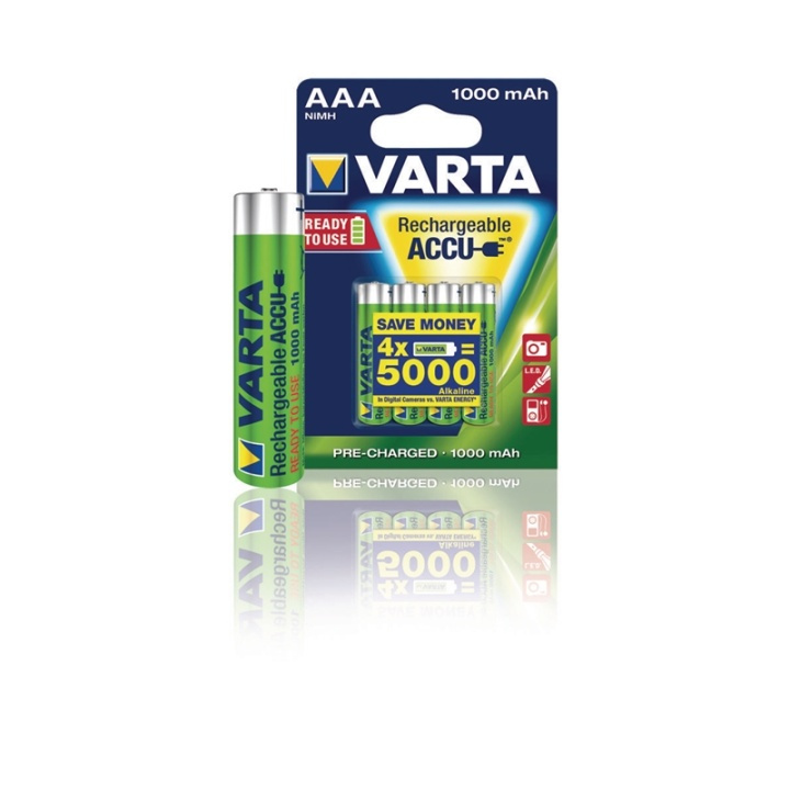 Varta Ladattava Ni-MH-Akku AAA | 1.2 V DC | 1000 mAh | Esiladattu | 2-Blister-kortti ryhmässä KODINELEKTRONIIKKA / Paristot & Laturit / Ladattavat paristot / AAA @ TP E-commerce Nordic AB (38-41939)