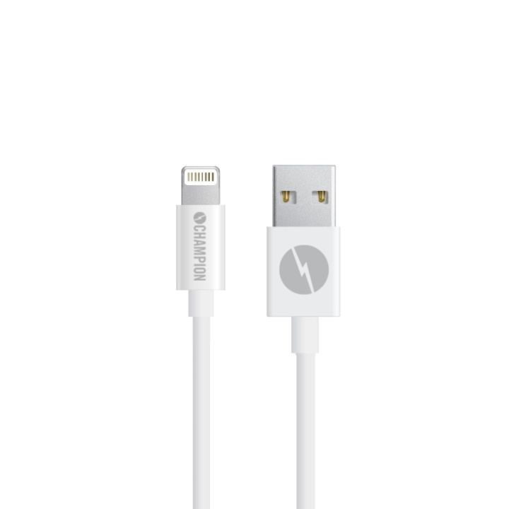 Champion USB-A Lightning-kaapeli 1m valkoinen ryhmässä ÄLYPUHELIMET JA TABLETIT / Laturit & Kaapelit / Kaapelit / Lightning kaapelit @ TP E-commerce Nordic AB (38-43093)