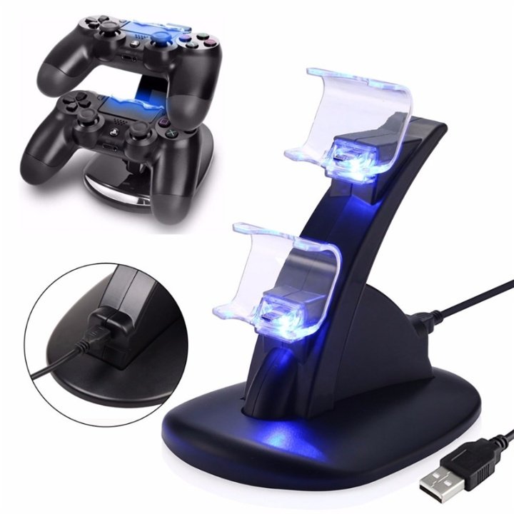 Latausasema PS4 DualShockille ryhmässä KODINELEKTRONIIKKA / Pelikonsolit & Tarvikkeet / Sony PlayStation 4 / Tarvikkeet @ TP E-commerce Nordic AB (38-4595)