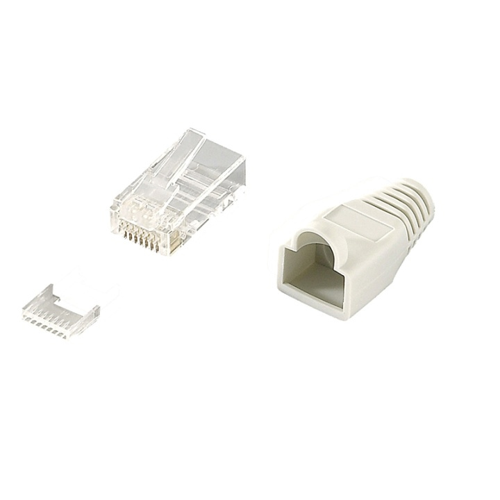 LogiLink Modularplugg Cat6 Oskärm 100st ryhmässä TIETOKOONET & TARVIKKEET / Kaapelit & Sovittimet / Verkko / Sovittimet & Liittimet @ TP E-commerce Nordic AB (38-46383)