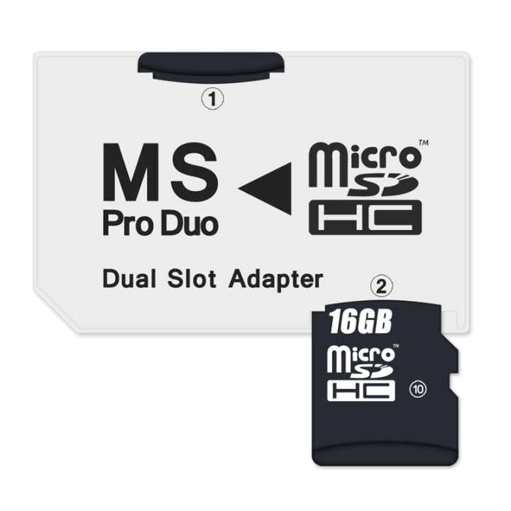 MS Pro Duo Adapter för 2 x MicroSD ryhmässä KODINELEKTRONIIKKA / Pelikonsolit & Tarvikkeet / Sony PlayStation Vita @ TP E-commerce Nordic AB (38-4680)