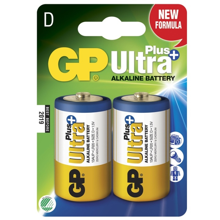GP Ultra Plus Alkaline D LR20 2-p ryhmässä KODINELEKTRONIIKKA / Paristot & Laturit / Akut / Muut @ TP E-commerce Nordic AB (38-46985)