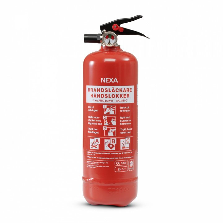 Nexa Fire & Safety Brandsläckare Röd 1kg 8A ryhmässä KOTI, TALOUS JA PUUTARHA / Hälytys ja turvallisuus / Palo, savu, kaasu / Sammuttimet @ TP E-commerce Nordic AB (38-47078)