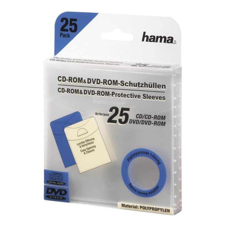 Hama CD DVD-Ficka I PP Transparent 25-Pack ryhmässä KODINELEKTRONIIKKA / Tallennusvälineet / CD/DVD/BD-levyt / CD/DVD säilytys @ TP E-commerce Nordic AB (38-47286)