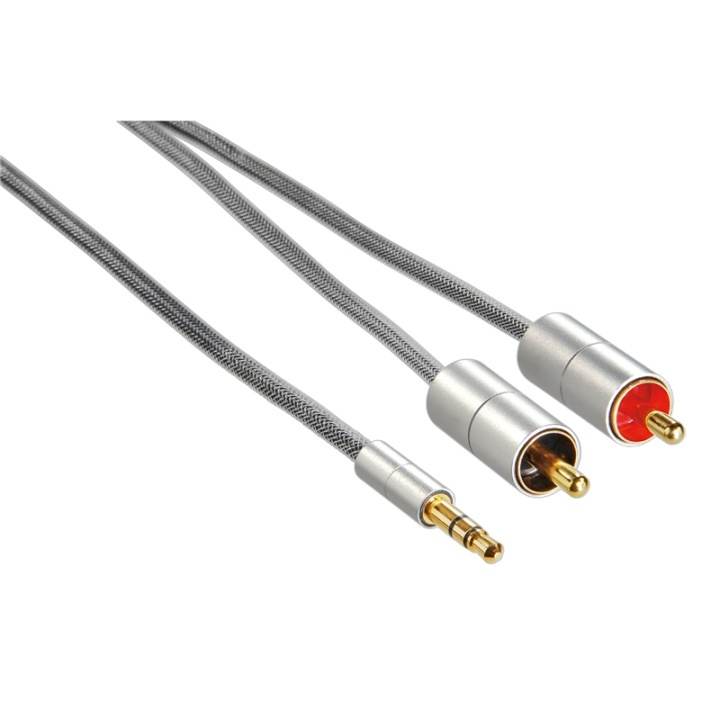 Hama Kabel AluLine 3,5mm-2xRCA 1m ryhmässä KODINELEKTRONIIKKA / Kaapelit & Sovittimet / Analoginen ääni / 3.5 mm @ TP E-commerce Nordic AB (38-47406)