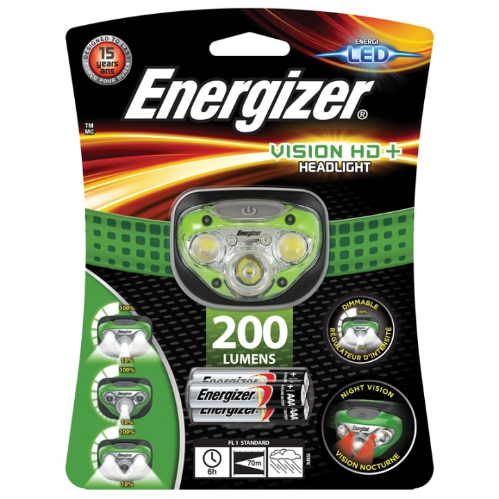 Energizer Pannlampa Vision HD 3 + 2 LED 200 Lumen ryhmässä URHEILU, VAPAA-AIKA JA HARRASTUS / Taskulamput & Otsalamput / Otsalamput @ TP E-commerce Nordic AB (38-47911)