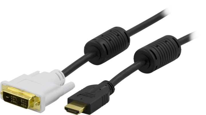 DELTACO HDMI ur - DVI-D Single Link ur, musta/valkoinen, 2m ryhmässä KODINELEKTRONIIKKA / Kaapelit & Sovittimet / HDMI / Kaapelit @ TP E-commerce Nordic AB (38-5040)