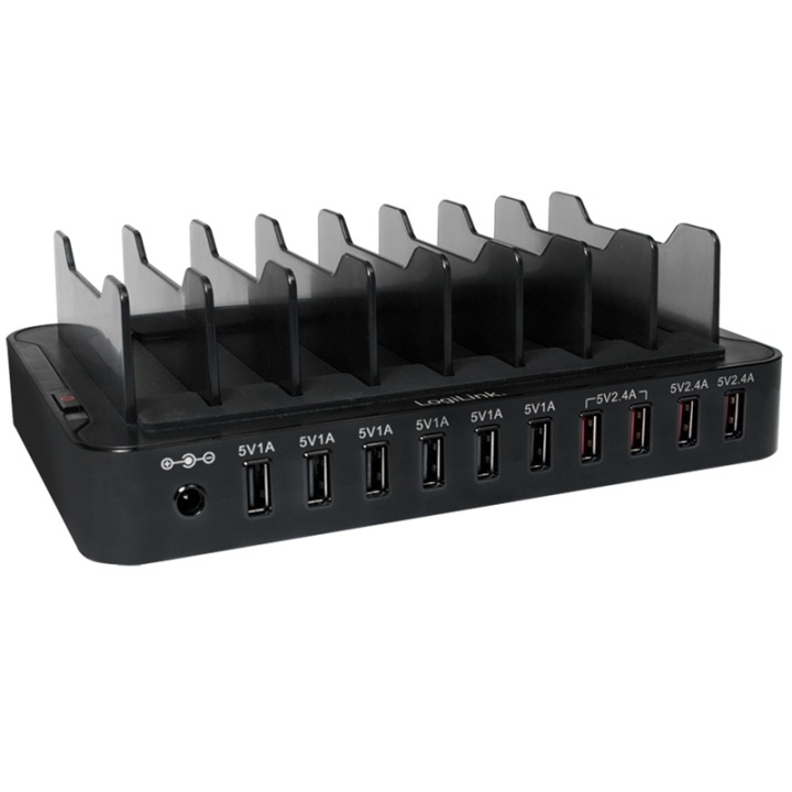 LogiLink Charging Station 10x USB 13,2A ryhmässä TIETOKOONET & TARVIKKEET / Tietokonetarvikkeet / USB-telakat @ TP E-commerce Nordic AB (38-50575)