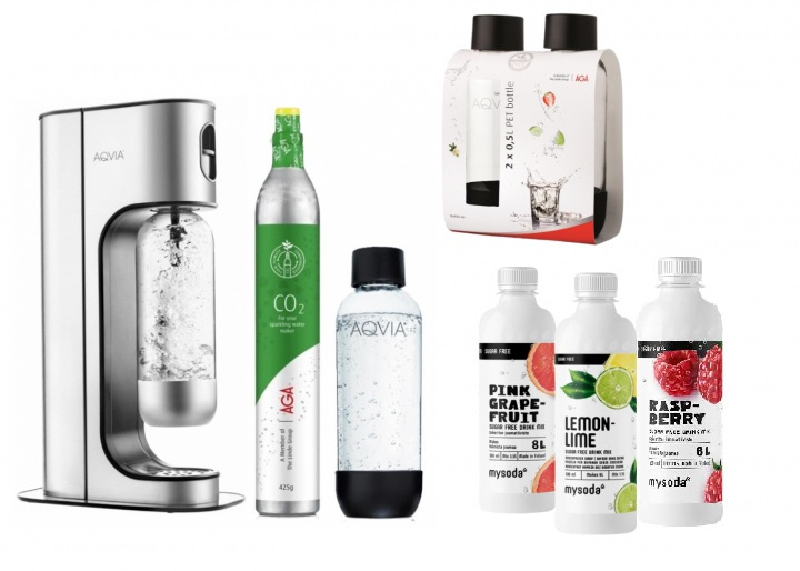 AGA Aqvia Exclusive Steel Black Paket ryhmässä KOTI, TALOUS JA PUUTARHA / Kodinkoneet / Vesi ja mehu / Hiilihapotuslaitteet / Hiilihapotuslaitteet @ TP E-commerce Nordic AB (38-5273PKT)