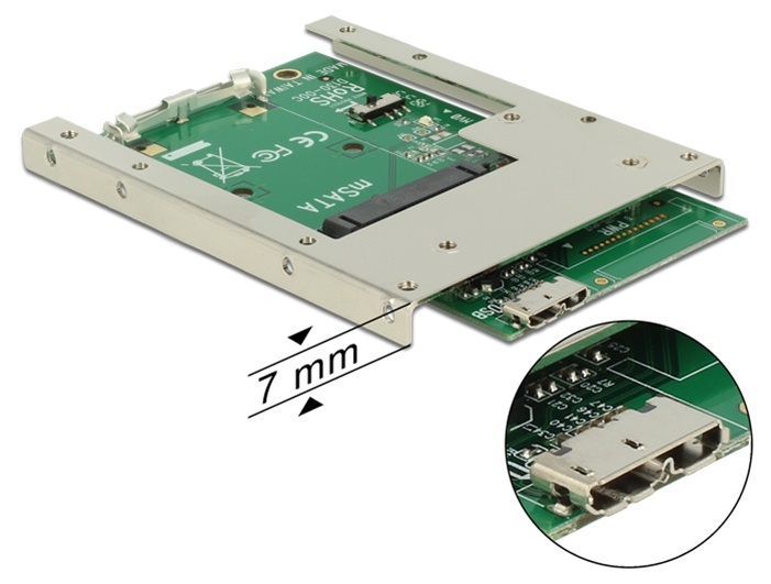 DeLOCK mSATA SSD sovitin, mSATA USB 3,0 Micro B na, 2,5