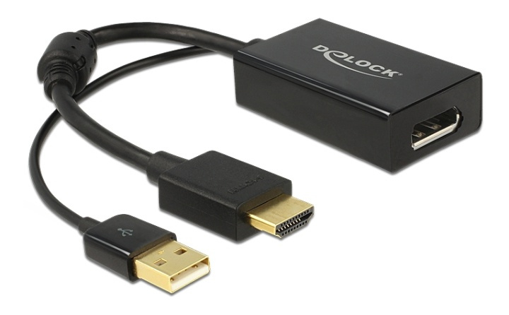 DeLOCK HDMI - DisplayPort-sovitin, 4K, HDMI uros, DP naaras, musta ryhmässä TIETOKOONET & TARVIKKEET / Kaapelit & Sovittimet / DisplayPort / Sovittimet @ TP E-commerce Nordic AB (38-52971)