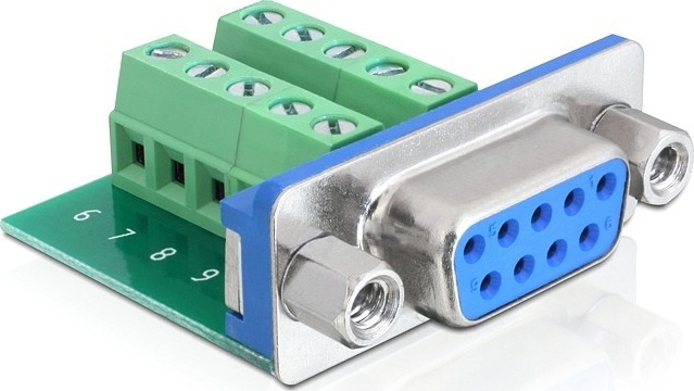 DeLOCK VGA Terminal block sovitin, Sub-D 9 Pin naaras ryhmässä TIETOKOONET & TARVIKKEET / Kaapelit & Sovittimet / VGA / Sovittimet @ TP E-commerce Nordic AB (38-52994)