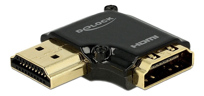 Delock HDMI-sovitin, 19-pin na-ur, kulmaliitin 90° vasemmalle, musta ryhmässä KODINELEKTRONIIKKA / Kaapelit & Sovittimet / HDMI / Sovittimet @ TP E-commerce Nordic AB (38-53016)