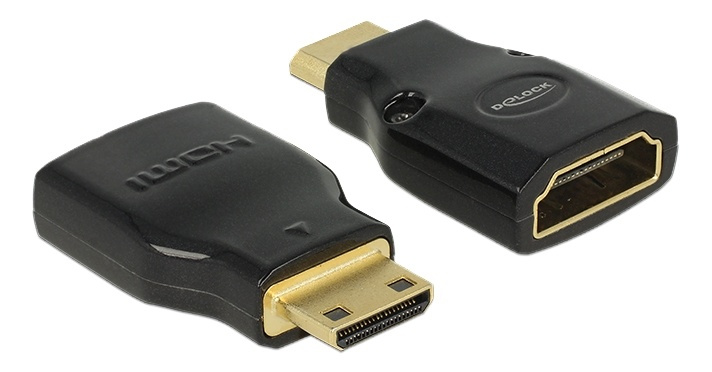 Delock HDMI-sovitin, Mini-C ur - Tyyppi A na, 3480x2160, musta ryhmässä KODINELEKTRONIIKKA / Kaapelit & Sovittimet / HDMI / Sovittimet @ TP E-commerce Nordic AB (38-53021)