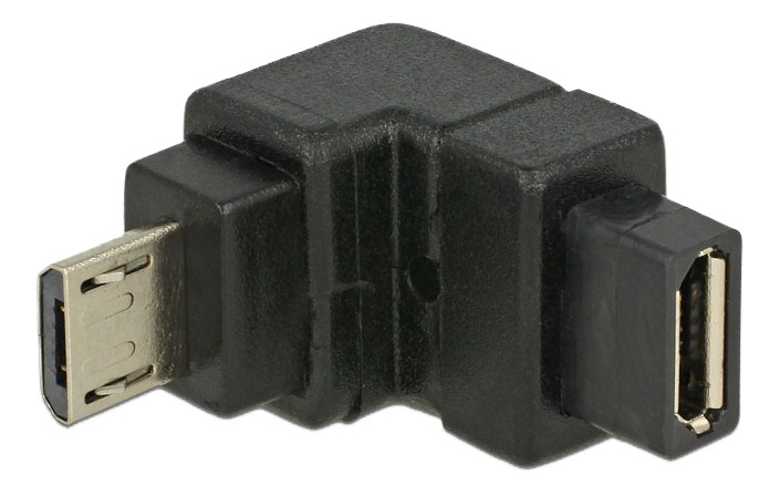 Delock USB Typ Micro-B ur - Micro-B naa, adapteri, alaspäin, musta ryhmässä TIETOKOONET & TARVIKKEET / Kaapelit & Sovittimet / USB / Micro-USB / Sovittimet @ TP E-commerce Nordic AB (38-53024)