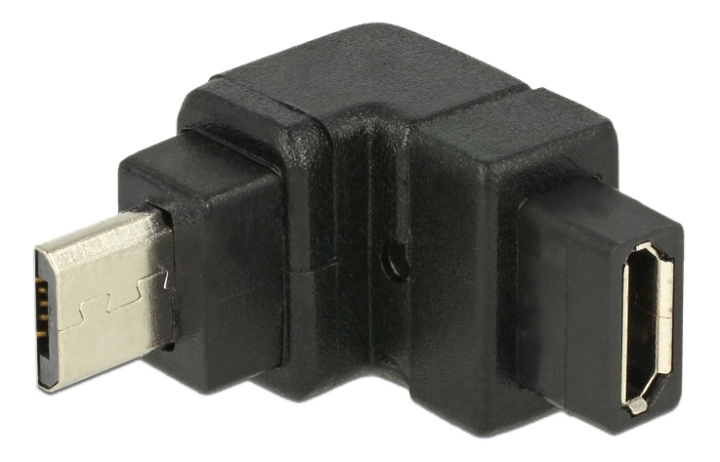 Delock USB Typ Micro-B ur - Micro-B naa, adapteri, ylöspäin, musta ryhmässä TIETOKOONET & TARVIKKEET / Kaapelit & Sovittimet / USB / Micro-USB / Sovittimet @ TP E-commerce Nordic AB (38-53025)