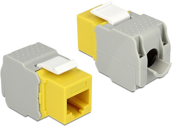 DeLOCK UTP Cat6 Keystone-moduuli, RJ45 na - LSA Cat6, keltainen/harmaa ryhmässä TIETOKOONET & TARVIKKEET / Kaapelit & Sovittimet / Verkko / Sovittimet & Liittimet @ TP E-commerce Nordic AB (38-53096)