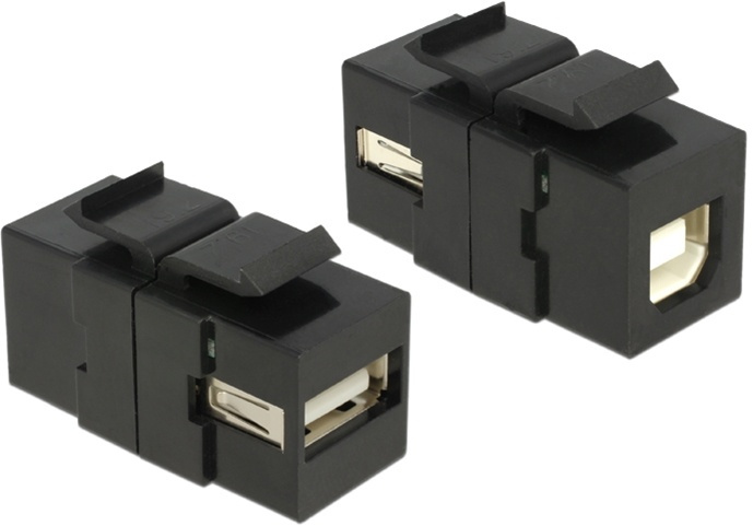 DeLOCK Keystone modul, USB 2.0 Typ A ho - USB 2.0 Typ B ho, svart ryhmässä TIETOKOONET & TARVIKKEET / Kaapelit & Sovittimet / Verkko / Sovittimet & Liittimet @ TP E-commerce Nordic AB (38-53100)