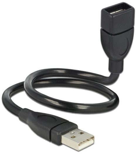 DeLOCK 83498, Formbar USB-kabel, USB Typ A ha - ho, 0,35m, svart ryhmässä TIETOKOONET & TARVIKKEET / Kaapelit & Sovittimet / USB / USB-A / Kaapelit @ TP E-commerce Nordic AB (38-53165)