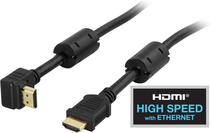 HDMI-kaapeli, HDMI 1.4, u-u, 4K, Ethernet,3D, paluuääni kulma 1m mus ryhmässä KODINELEKTRONIIKKA / Kaapelit & Sovittimet / HDMI / Kaapelit @ TP E-commerce Nordic AB (38-5318)