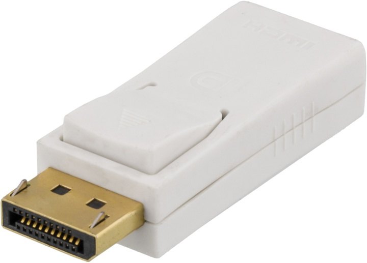 DELTACO DisplayPort - HDMI-sovitin, 4K UHD 30Hz, valkoinen ryhmässä TIETOKOONET & TARVIKKEET / Kaapelit & Sovittimet / DisplayPort / Sovittimet @ TP E-commerce Nordic AB (38-53323)