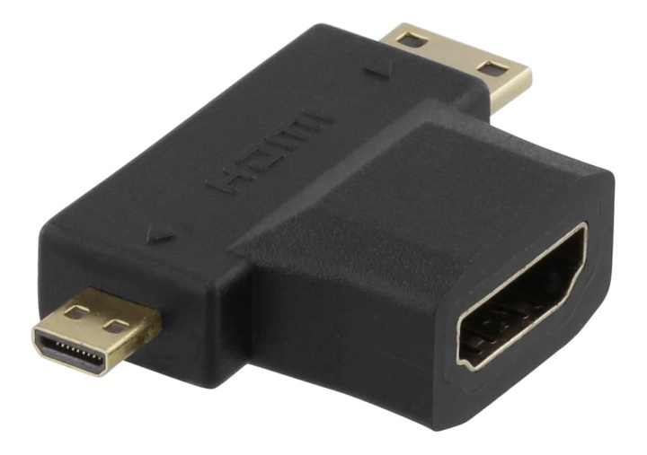 DELTACO HDMI-sovitin, HDMI naaras - uros mini HDMI ja micro HDMI uros ryhmässä KODINELEKTRONIIKKA / Kaapelit & Sovittimet / HDMI / Sovittimet @ TP E-commerce Nordic AB (38-53378)