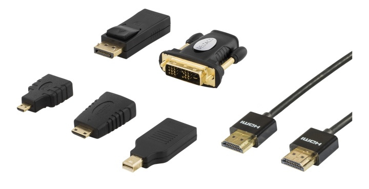 DELTACO HDMI/DisplayPort/DVI sovitinsarja, HDMI-kaapeli 2m, 4K, musta ryhmässä TIETOKOONET & TARVIKKEET / Kaapelit & Sovittimet / DisplayPort / Kaapelit @ TP E-commerce Nordic AB (38-53381)