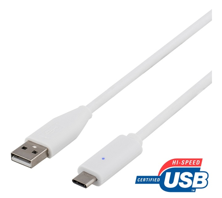 DELTACO USB 2.0 -kaapeli, Type A - Type C uros, 0,5m, valkoinen ryhmässä TIETOKOONET & TARVIKKEET / Kaapelit & Sovittimet / USB / USB-C @ TP E-commerce Nordic AB (38-53647)