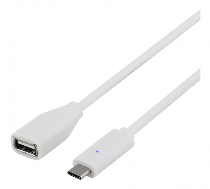 DELTACO USB 2.0 kabel, Typ C - Typ A ho, 1m, vit ryhmässä TIETOKOONET & TARVIKKEET / Kaapelit & Sovittimet / USB / USB-A @ TP E-commerce Nordic AB (38-53688)