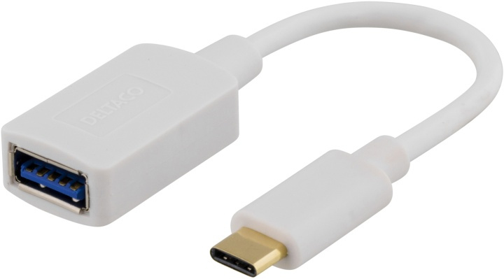 DELTACO USB-adapteri, USB 3.1 typ C uros - typ A naaras, Gen 1, valk. ryhmässä TIETOKOONET & TARVIKKEET / Kaapelit & Sovittimet / USB / USB-A / Sovittimet @ TP E-commerce Nordic AB (38-53735)