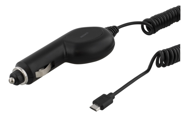 DELTACO Autolaturi, Micro USB, 1A, 12-24V, 1m kierrekaapeli, musta ryhmässä ÄLYPUHELIMET JA TABLETIT / Laturit & Kaapelit / Autolaturi / Autolaturi microUSB @ TP E-commerce Nordic AB (38-53762)