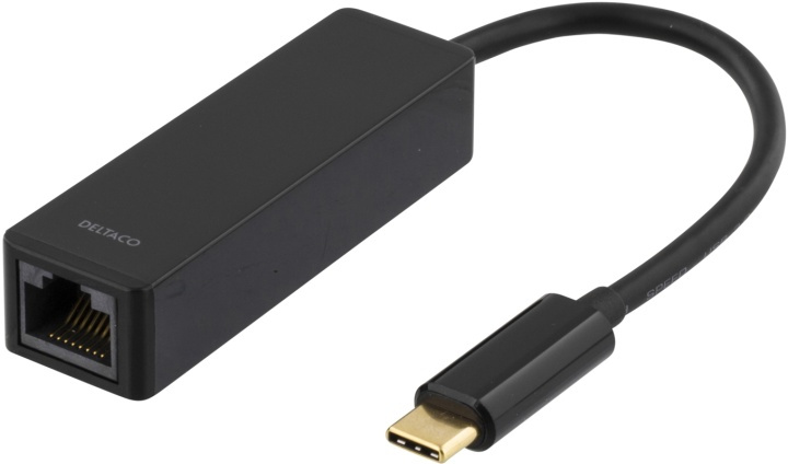 DELTACO USB 3.1 -verkkosovitin, Gigabit, 1xRJ45, USB Type C, musta ryhmässä TIETOKOONET & TARVIKKEET / Verkko / Verkkokortti / USB @ TP E-commerce Nordic AB (38-53772)