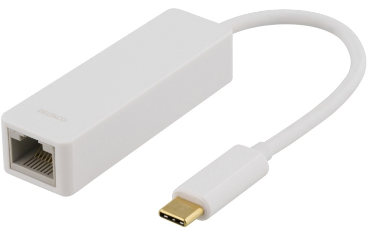 DELTACO USB 3.1 -verkkosovitin, Gigabit, 1xRJ45, USB Type C, valkoinen ryhmässä TIETOKOONET & TARVIKKEET / Verkko / Verkkokortti / USB @ TP E-commerce Nordic AB (38-53773)