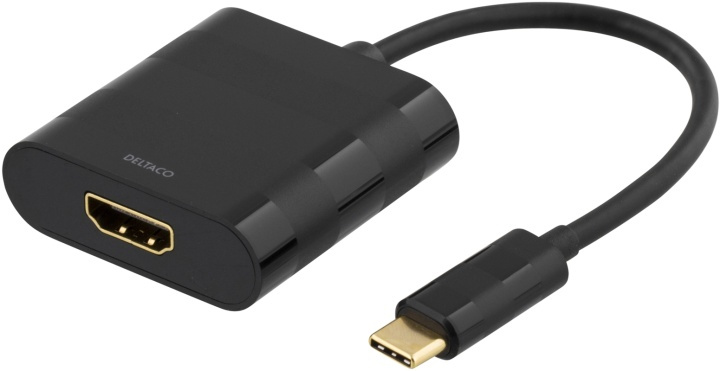 DELTACO USB-C - HDMI-sovitin, USB-C uros - HDMI naaras, musta ryhmässä KODINELEKTRONIIKKA / Kaapelit & Sovittimet / HDMI / Sovittimet @ TP E-commerce Nordic AB (38-53775)
