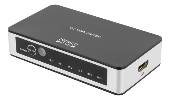 DELTACO PRIME 5-porttinen HDMI-kytkin, kaukosäädin, UltraHD 60Hz, must ryhmässä TIETOKOONET & TARVIKKEET / Kaapelit & Sovittimet / Adapterit @ TP E-commerce Nordic AB (38-53941)