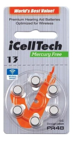 iCellTech 13 PR48 Zinc-Air, nappiparisto, 1.1V, 6-pakkaus ryhmässä KODINELEKTRONIIKKA / Paristot & Laturit / Akut / Paristot kuulolaitteisiin @ TP E-commerce Nordic AB (38-54524)