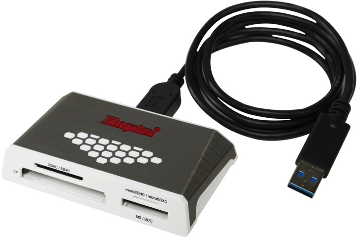 Kingston FCR-HS4 - Ulkoinen USB 3.0 muistikortinlukija, harmaa/valkoin ryhmässä KODINELEKTRONIIKKA / Tallennusvälineet / Kortinlukijat @ TP E-commerce Nordic AB (38-54785)