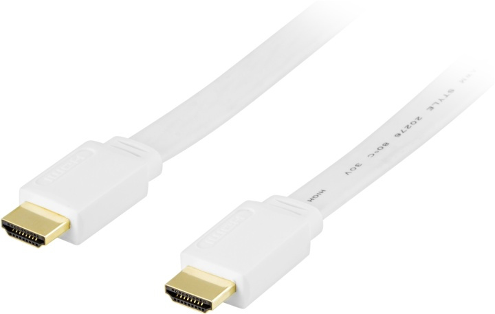 DELTACO HDMI-kaapel v1.4+Ethernet, 19-pin ur-ur,1080p,litteä,valko, 7 ryhmässä KODINELEKTRONIIKKA / Kaapelit & Sovittimet / HDMI / Kaapelit @ TP E-commerce Nordic AB (38-5503)